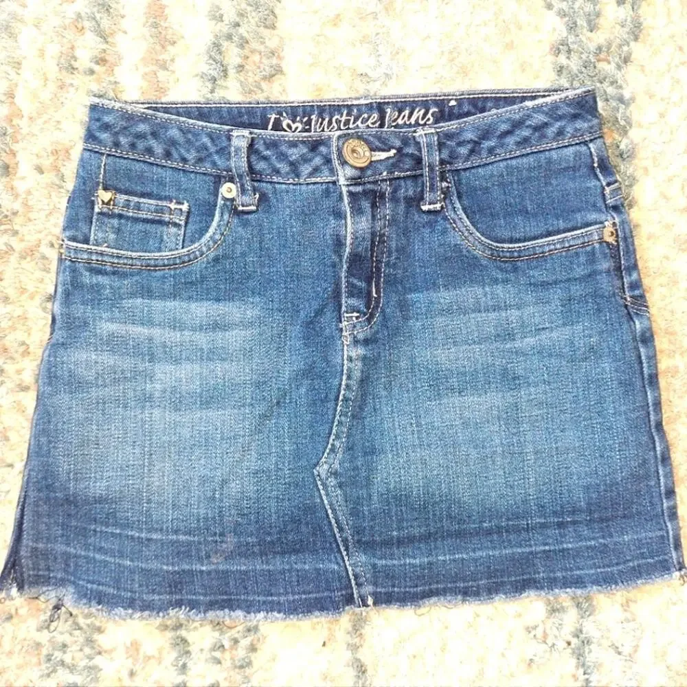 Justice Blue Jeans Skort Sz 10 EUC